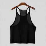 WIAOFELLAS  -  Men Tank Tops Mesh Sleeveless Hollow Out Casual Male Vests Streetwear 2025 Solid See Through Summer Sexy Men Clothing