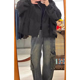 WIAOFELLAS  -  American Retro Multi Pocket Workwear Jeans Men Women Spring High Street Loose Wide Leg Straight Leg Casual Pants Y2k Men Jeans