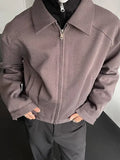 WIAOFELLAS  -   spring short jacket men's smoke purple simple short high-end cleanfit niche lapel solid color jacket