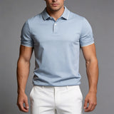Wiaofellas  -  Men Fashion Solid Color Golf Polo Shirt Short Sleeve Fitness T-shirts Business Casual Premium Daily Outdoors Breathable Tops