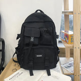 WIAOFELLAS  -  Students Black School Backpack Portable Nylon Cloth Multi Pocket Eco-friendly Unisex Knapsack Lovers' Frog Pendant Rucksack