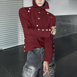 Wiaofellas  -  Men Shirt Solid Color Stand Collar Long Sleeve Button Men Clothing Streetwear Loose Fashion Casual Tops Camisas
