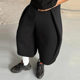 WIAOFELLAS  -  Men Pants Solid Color Joggers Loose Wide Leg Trousers Men Streetwear Korean Style Fashion Casual Male Calf-length Pants