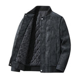 WIAOFELLAS  -  Men's Clothing Autumn Winter Turn-down Collar Solid Color Zipper Pockets Long Sleeve Cardigan Coats Fashion Jackets Casual Tops