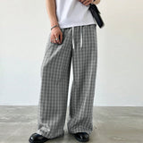 WIAOFELLAS  -  Men Plaid Pants Drawstring Joggers Loose Casual Straight Trousers Men Streetwear 2025 Fashion Male Long Pants S-5XL