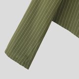 WIAOFELLAS  -  Men Striped Blazer Stand Collar Long Sleeve Lace Up Casual Thin Crop Coats Men Streetwear Fashion Male Suit S-3XL