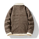 WIAOFELLAS  -  American Vintage Faux Fur Jacket Men's Winter Pu Leather Coat Winter Windproof Warmth Fleece-Lined Thickened Y2K Collared Coats