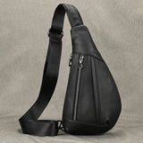 WIAOFELLAS  -  Soft Cow Leather Men's Chest Bag Genuine Leather Men's Chest Pack Small Crossbody Sling Bag Anti Theft Chest Bag Men Coffee