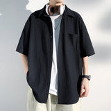 Wiaofellas  -  Big Clothes Big Size Men Summer Shirt New in Short Sleeve Shirt Chinese Style Men's Clothing Original Men's Shirts Oversize