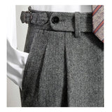 WIAOFELLAS  -  British Style Woolen Naples Suit Pant For Men Tweed High Waist Straight Trousers Autumn Winter Business Casual Pant Streetwear