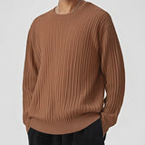 WIAOFELLAS  -  Casual Long Sleeve O Neck Knit Sweater Mens T Shirt Autumn Winter Fashionable Solid Color Jumpers For Men Daily Leisure Sweaters