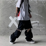 Wiaofellas  -  Ins Chic Removable Motor Biker Men Pants Spring Autumn Cargo Baggy Straight Pants Male Hippie Vintage Unisex Trend Streetwear