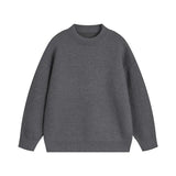 WIAOFELLAS  -  Korean Loose Fit Thiened ey round Ne Sweater Men's Autumn Winter Fce Lined Knitted irt American Sle Base Layer