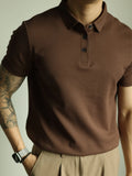 WIAOFELLAS  -  Fashionable Mens Slim Fit Polo Shirts Short Sleeve Button Turn-down Collar Polo Shirt Spring Summer Casual Men Solid Color Polos