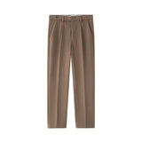WIAOFELLAS  -  Korean Fashion Woolen Suit Pant Men Waist Button Straight Trouser Autumn Winter Business Casual Loose Light Mature Style Pants