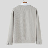 WIAOFELLAS  -  Men Shirt Patchwork Lapel Long Sleeve Korean Style Casual Men Clothing Streetwear Loose Fashion Male Shirts S-5XL