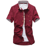 WIAOFELLAS  -  Summer men's Korean-style slim-fit embroidery small mushroom casual short-sleeved stand collar men's shirt