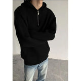 WIAOFELLAS  -  Half Zip Hooded Sweater Men's Trendy Brand High-end and Lazy Style Loose and Thick Knit Sweater