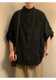 Wiaofellas  -  New Chinese Style Cotton Linen Short Sleeve Shirt Men Casual Summer Vintage Loose Fit Breathable Comfortable Skin-Friendly