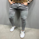 Wiaofellas  -  Men's Sweatpants Sexy Hole Jeans Pants Casual Summer Autumn Male Ripped Skinny Trousers Slim Biker Outwears Pants