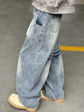 WIAOFELLAS  -  American Fashion Ripped Jeans Men Retro Trendy Floor-length Wide-leg High Street Design Reverse Wear Loose Street Style Pants