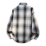 Wiaofellas  -  Fall Men's Casual Plaid Shirt  Loose Fit Long Sleeve Streetwear Shirts Man Spring Autumn Outerwear Fashionable Men's Clothing