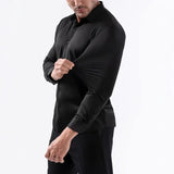 WIAOFELLAS  -  Fashionable High-elastic Men's Solid Color Shirt Long-sleeved Anti-wrinkle No-iron Casual Loose Button Patchwork Cardigan Top