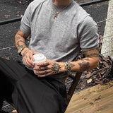 WIAOFELLAS  -  Casual Solid Color Mock Neck T Shirts Men Knitted Short Sleeve Slim Fit Pullover Top Men Spring Summer Stylish Knit T-shirt