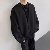 WIAOFELLAS  -  Men Jackets Solid Color Long Sleeve Open Stitch Casual Male Thin Coats Loose Streetwear Fashion Cardigan Outerwear Men