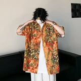 WIAOFELLAS  -  Japanese retro 100 match plankton handsome shirt men's summer cardigan loose drop feeling trend lapel half sleeve clothes tide