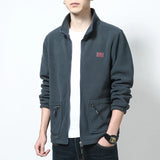 WIAOFELLAS  -  Men's Plus Velvet Sweatshirts Zip Up Hoodies Autumn Winter Stand Collar Polar Fleece Sweatshirt Coat Men Zipper Pockets Cardigan