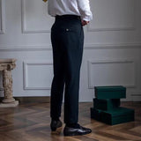 WIAOFELLAS  -  Fashion Vintage Men Pants British Style High Waist Business Casual Straight Trousers Spring Autumn Slim Fits Naples Kolger Pant
