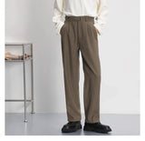 WIAOFELLAS  -  Light luxury Solid Suit Pants Men Loose straight Trousers Fashion Business Society Korean Casual Pants Adjustable Waist Belt