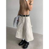 WIAOFELLAS  -  New Summer Men's Casual Shorts Solid Color Splicing Raw Edge Casual Bottom Straight Leg Loose Male Trousers Simple
