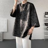 Wiaofellas  -  Women's Butterfly Print 3/4 Sleeve Pullover Shirt Summer Floral Casual Lightweight Breathable Blouse Daily Wear up to 8XL