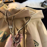 WIAOFELLAS  -  New in Camouflage Letter Printed Hooded Sweatshirts For Men Autumn Punk Hip Hop Fashion Hoodies Y2K Streetwear Fleece Hoody