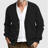 Wiaofellas  -  New Men's Casual Long Sleeved Sweater Cardigan Knitted Coats Vintage Solid Top Spring Autumn Fashione Versatile Jacket