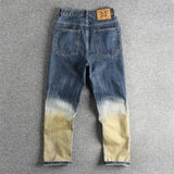 WIAOFELLAS  -  Patchwork fashion tie dye men's jeans loose straight leg American high street trend youth spring and autumn pants