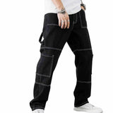 WIAOFELLAS  -  Streetwear Trendy Versatile Jeans Men Multi Pocket Cargo Pants Spring And Autumn American Vintage Straight Leg Denim Trousers