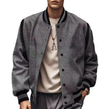 WIAOFELLAS  -  Spring and Autumn New Mens Y2K Baseball Jacket Sweater Fashion Plus Velvet Style Splicing Single-Breasted Flight Jacket Men