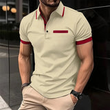 WIAOFELLAS  -  Summer Men's Short sleeve Polo Shirts Fashion Business Casual Polos Man Patchwork Turn Down Collar Sports Tees Tops Streetwear