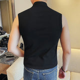 WIAOFELLAS  -  Simple Men's Vests Solid Color V-neck Business Casual Sleeveless Slim New Summer Male Tank Tops Pullover Menswear