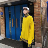 WIAOFELLAS  -  Striped Turtleneck Sweater for Men Loose Lazy Style Fresh Knitted Sweater