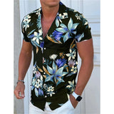 WIAOFELLAS  -  Men's Summer ort Sve irt Digital Print Loose Fit Polyester Fiber Briti Sle Collar Open Cardigan Youth Faion