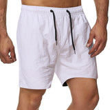 WIAOFELLAS  -  Summer Solid Color Casual Shorts Men Quick Drying Beach Short Pants Mens Sports Fitness Drawstring Elastic Waist Shorts Man