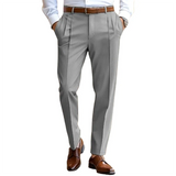 Wiaofellas  -  Daily Leisure Men's Loose Straight Trousers Autumn Casual Solid Color Pleated Suit Pants For Mens Spring Fashion Trousers
