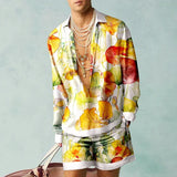 Wiaofellas  -  Set of Shirts Botanical Pattern 3D Print Fashion Shirts Casual Men Beach Shorts Summer Streetwear Hawaiian Clothes Clothing