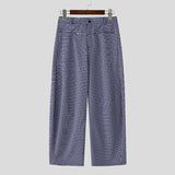 WIAOFELLAS  -  Men Plaid Pants Button Joggers Loose Casual Trousers Men Streetwear 2025 Fashion Leisure Male Wide Leg Long Pants S-5XL