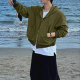 WIAOFELLAS  -  Men Hoodies Solid Color Zipper Hooded Long Sleeve Casual Male Sweatshirts Streetwear Spring 2026 Fashion Outerwear Men