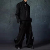 WIAOFELLAS  -  Spring New Men's Wide-Leg Patchwork Trousers American Retro Fashion Trendy High Street Loose Casual Niche Men's Bottoms